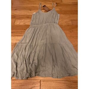 NWT Vero Moda, women's green crinkle textured sleeveless, peasant lined dress XS